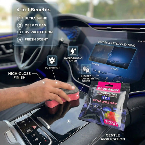 3-Pack Car Dashboard Polish Sponge 4-in-1