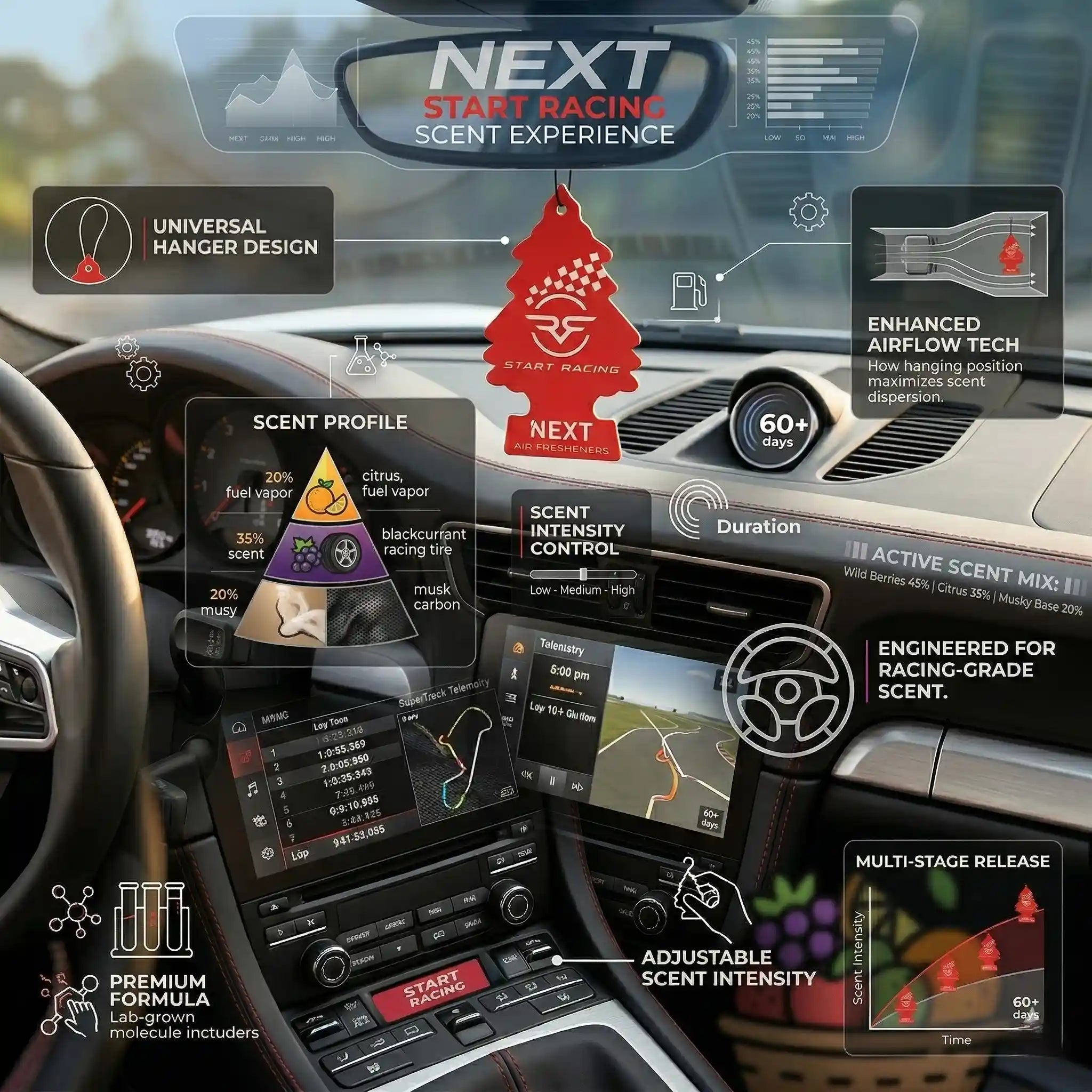 معطر جو ورقي تعليقة للسيارة من NEXT (3 قطع) - روائح فواكه منعشة