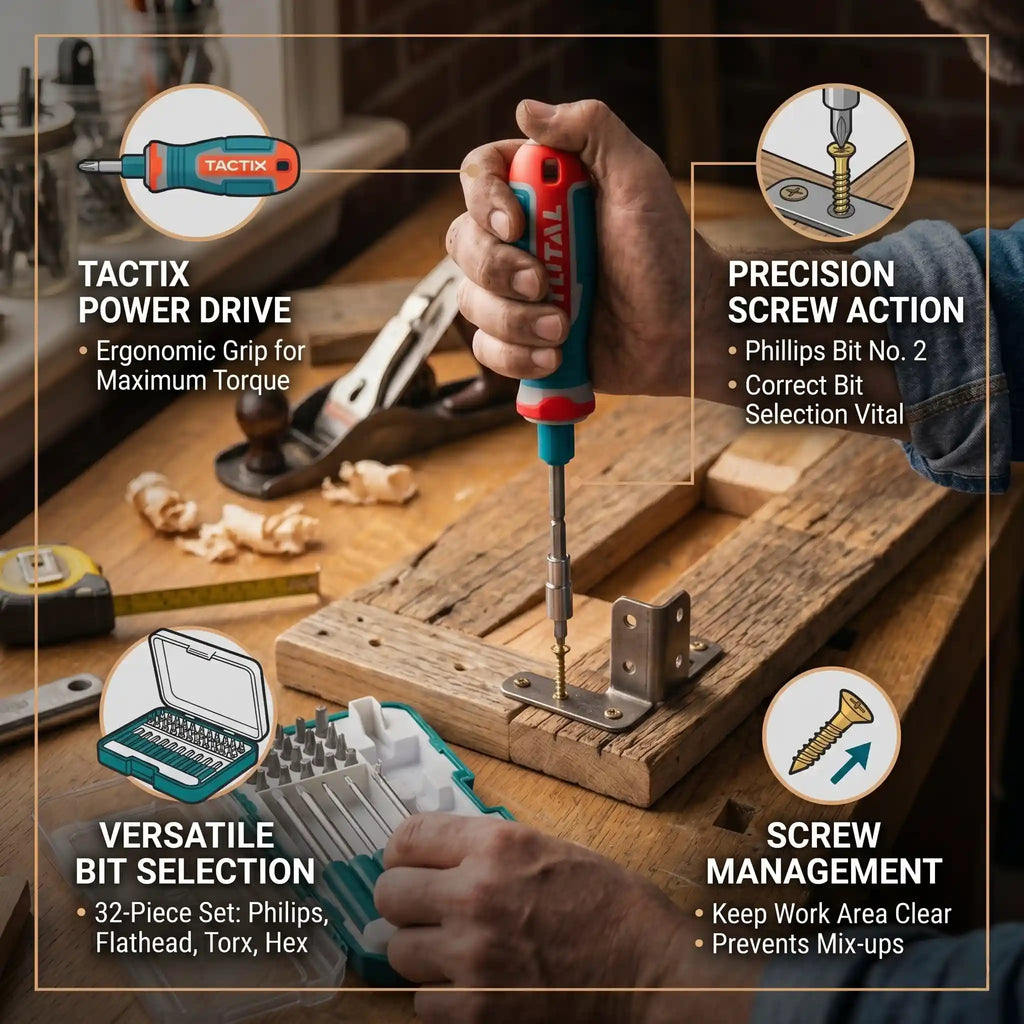 TOTAL 30-Piece Magnetic Screwdriver and Bit Set with Storage Case