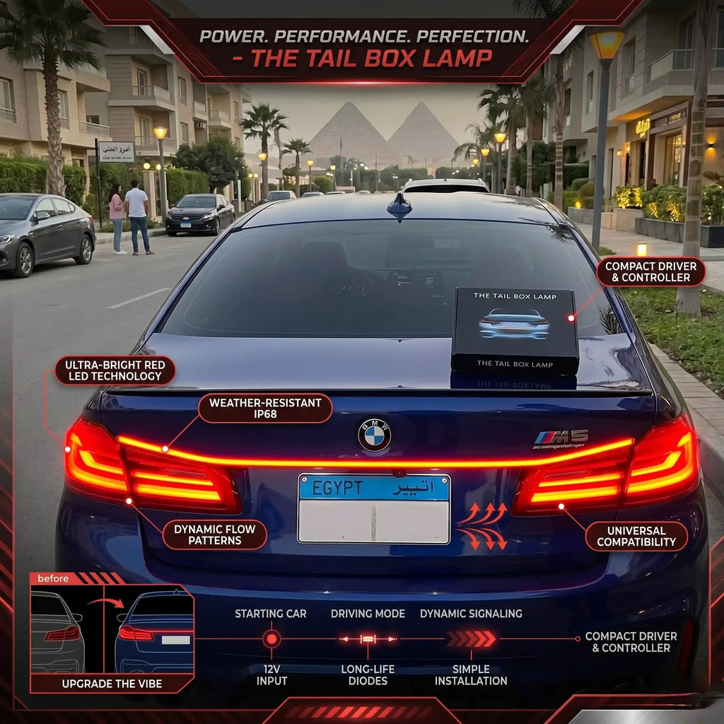 شريط إضاءة ليد (LED) للشنطة الخلفية للسيارة بتأثيرات ديناميكية (1.2 متر) - مقاوم للماء
