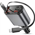 100W Smart Retractable Car Charger - Fast Charging with Digital Display