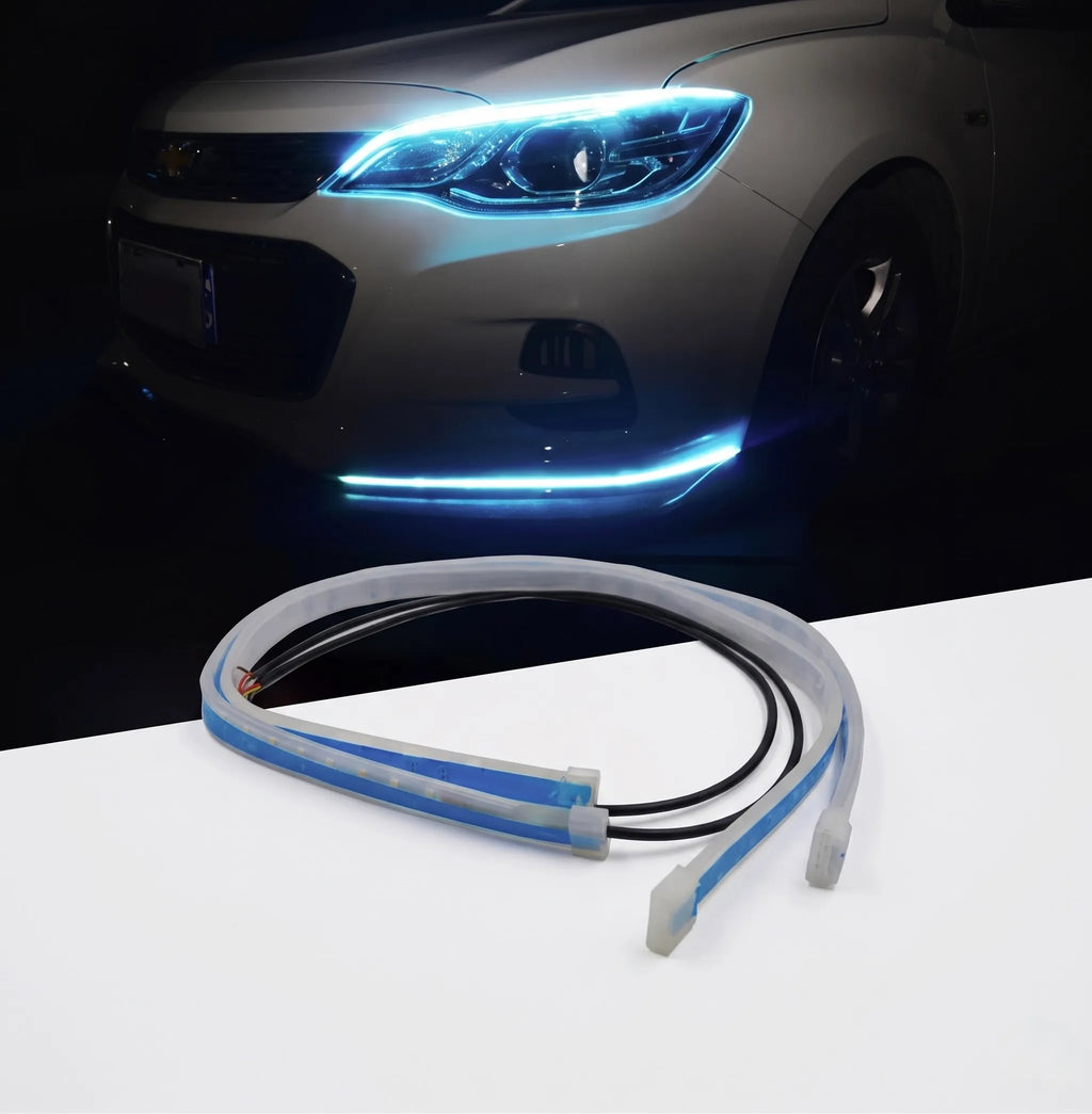 شريط إضاءة ليد (LED) مرن لتزيين المصابيح وهيكل السيارة (1.2 متر) بظهر لاصق - مقاوم للعوامل الجوية