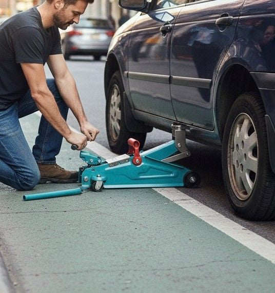 TOTAL 2 Ton Hydraulic Floor Jack - Heavy Duty Car Lift - Compact Design with Carrying Handle - Model THT10821