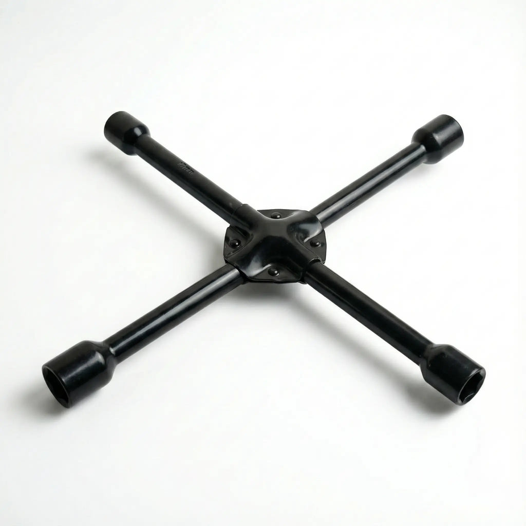 Professional 4-Way Cross Wheel Spanner - Heavy Duty Carbon Steel - Universal Lug Wrench.