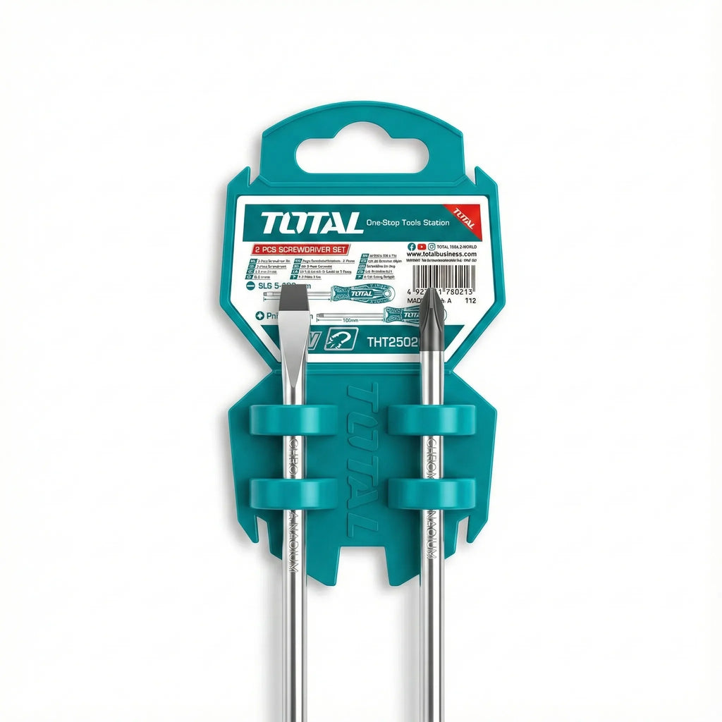 طقم مفكات TOTAL قطعتين – ممغنط، مقبض مريح