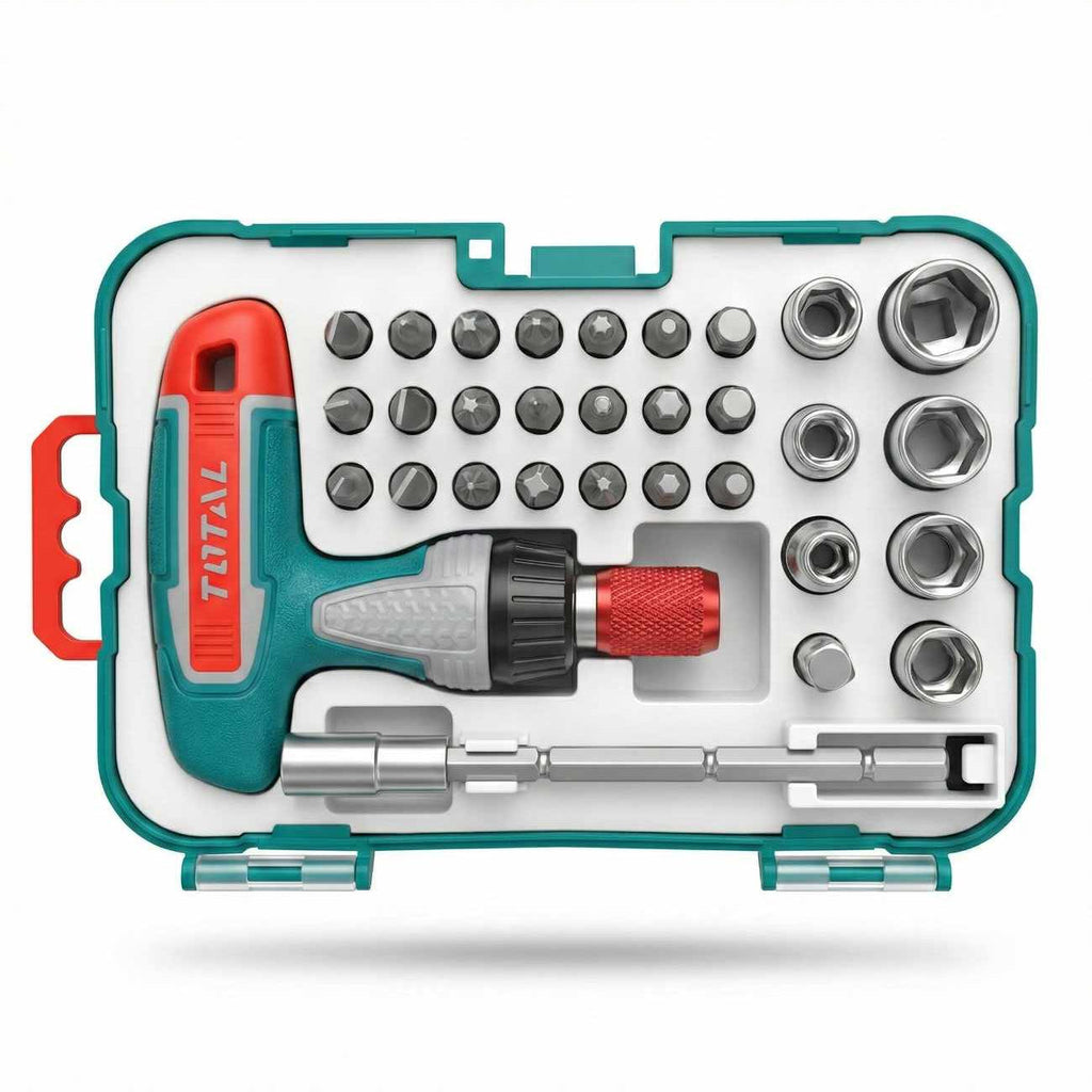 TOTAL 31 Pcs T-Handle Ratchet Wrench & Screwdriver Set