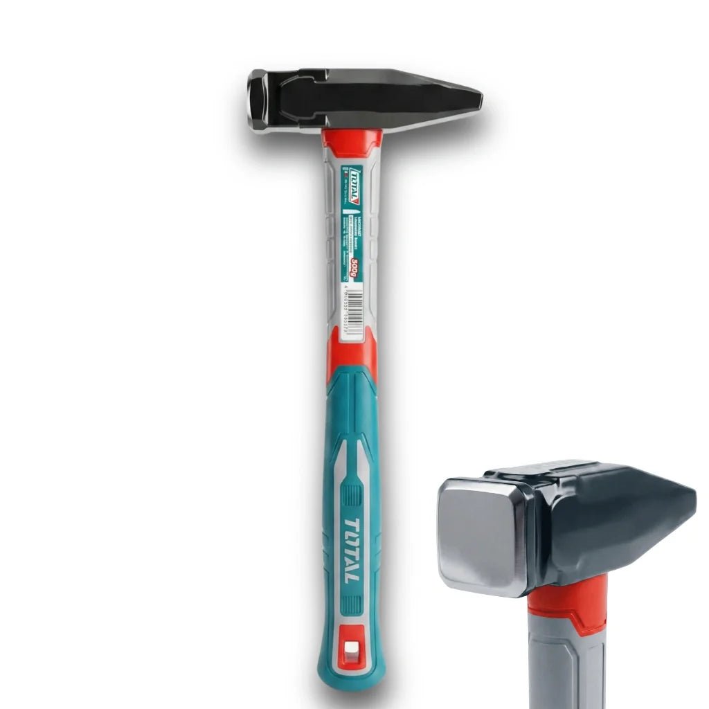 TOTAL Heavy Duty Machinist Hammer – Drop Forged Head, Heat Treated Carbon Steel, Fiberglass Handle