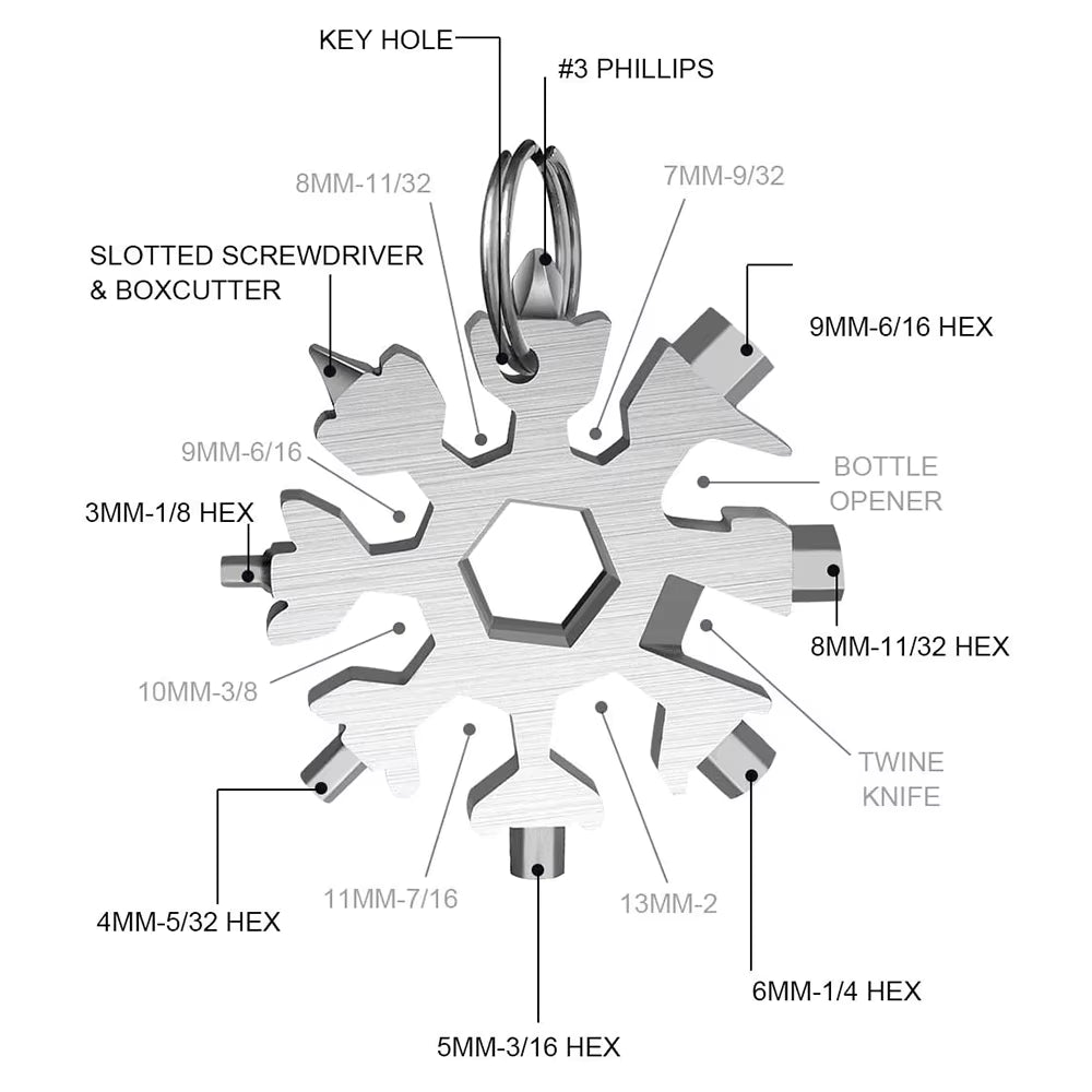 Snow Flake screwdriver multi hand tool - 8pins (silver)