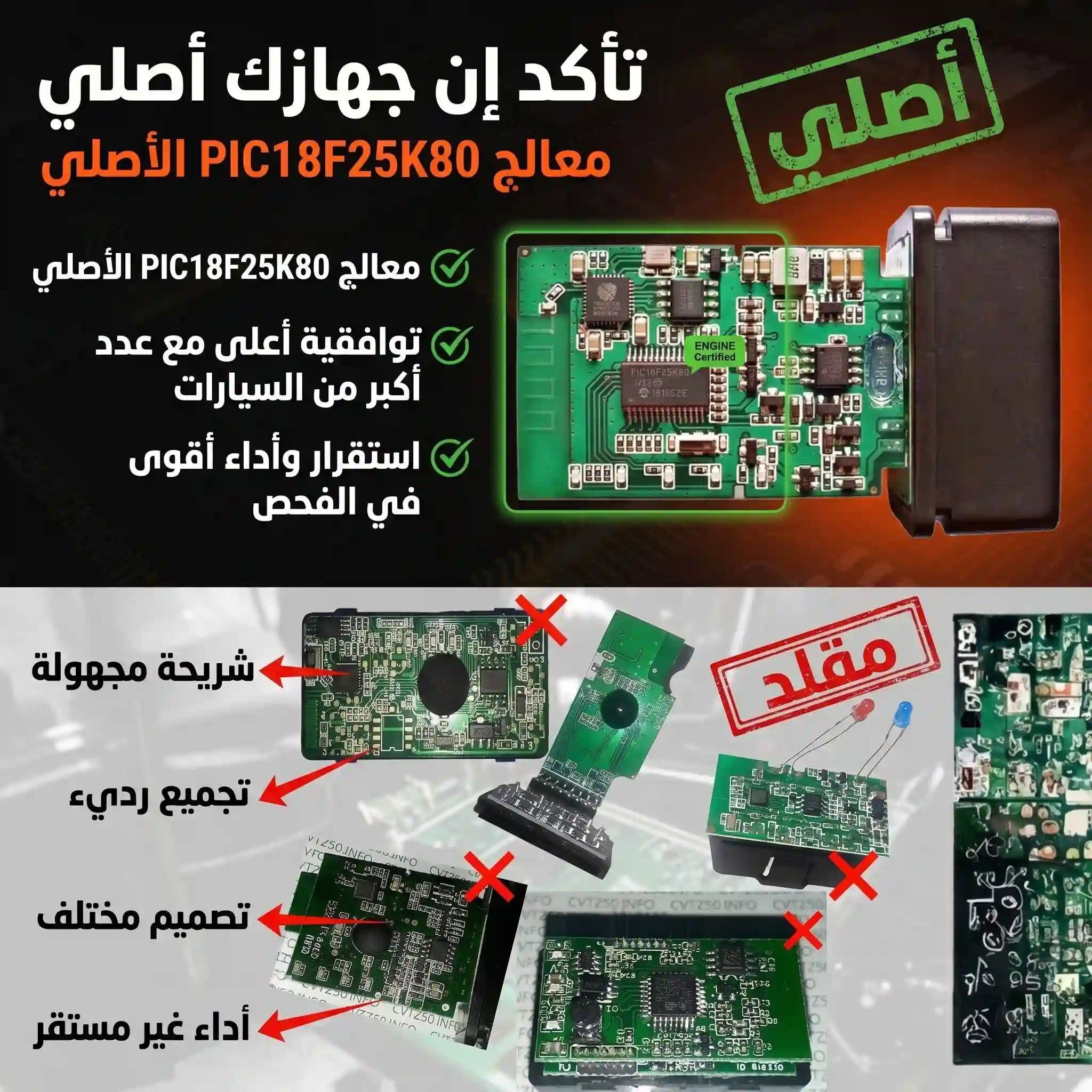 كاشف اعطال سيارات اصدار V1.5 واي فاي موديل E-888 معالج PIC18F25K80 اصلي