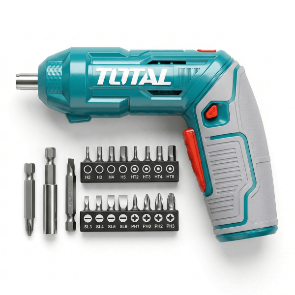 TOTAL Cordless Screwdriver Set - 20 Pcs with Carrying Case Type c -4V