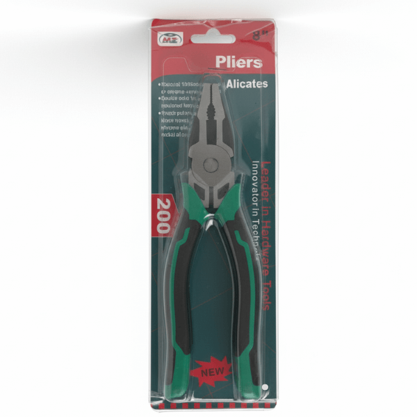 Professional 8" (200mm) Combination Pliers - Heavy Duty with Non-Slip Ergonomic Grip.